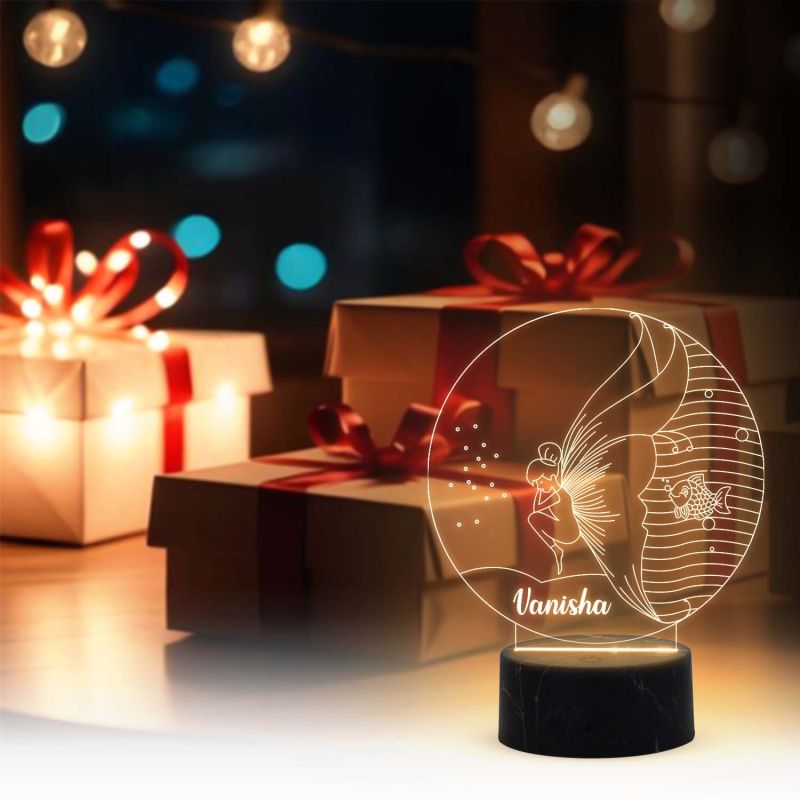3D Illusion Butterfly Night lamp with Warm White Color Customized with Name Birthday Gifts for Girls
